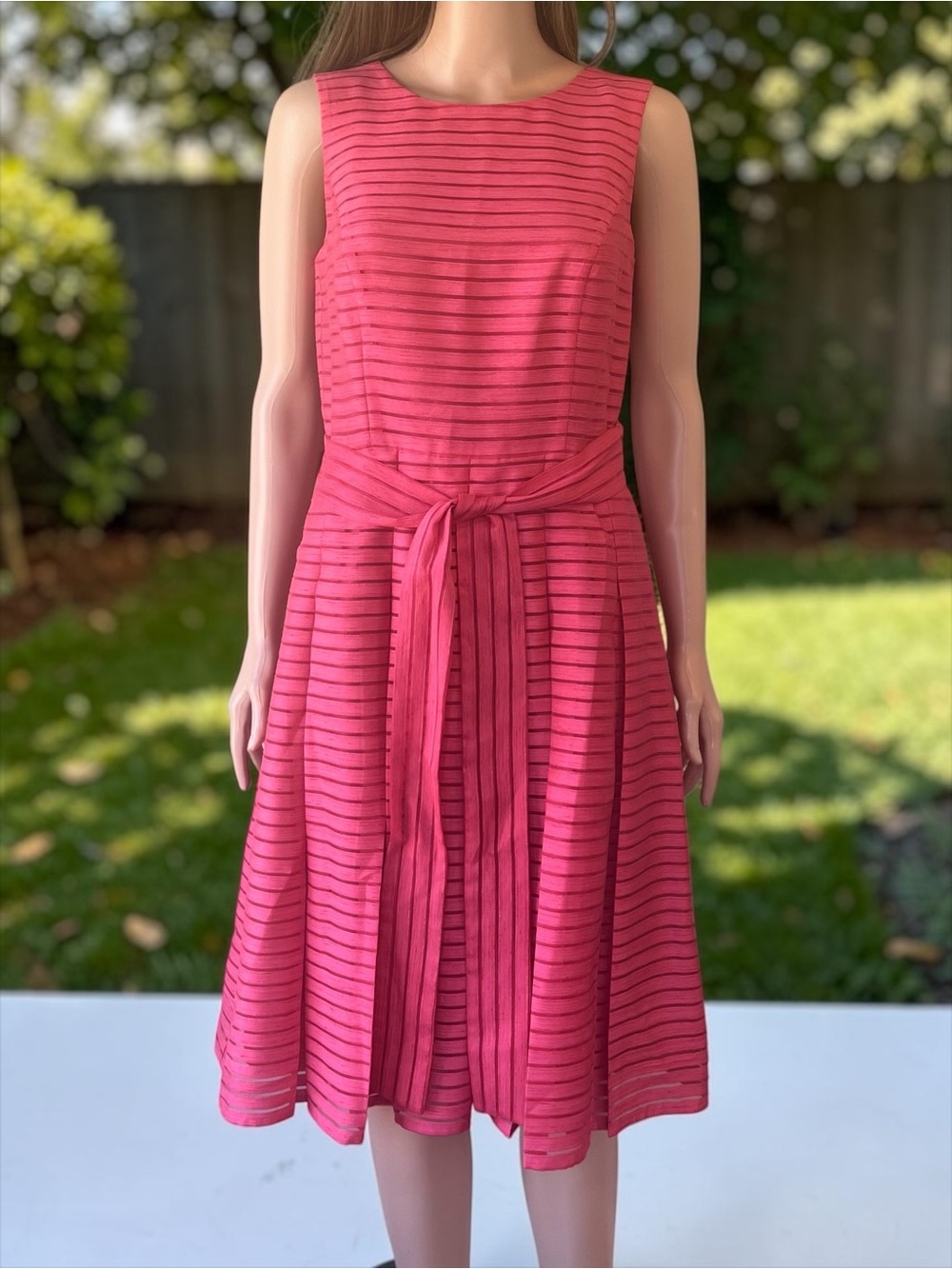 Tommy Hilfiger Pink Coral Fit & Flare Dress Size 6 Belted Lined